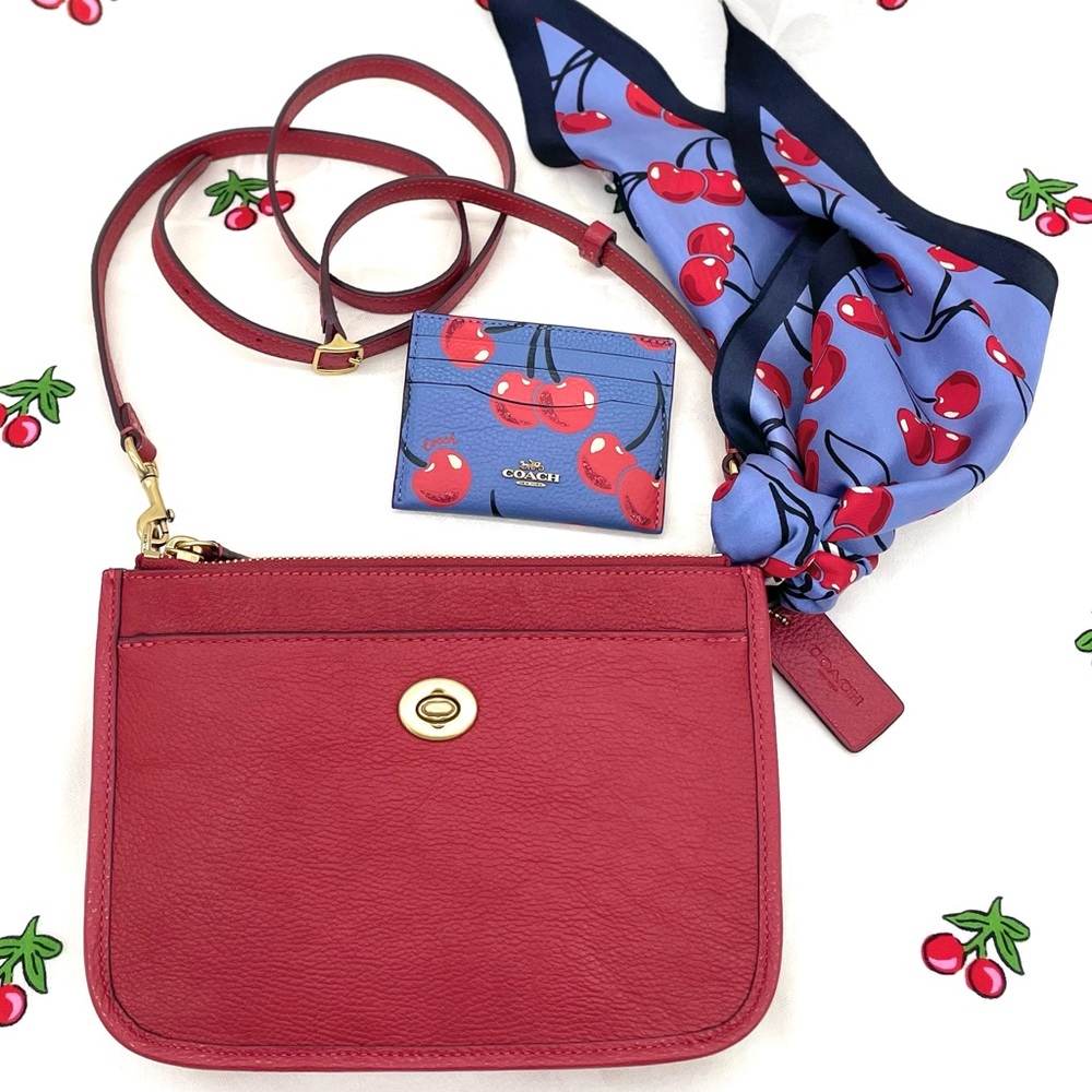 SOLD!!!  Red COACH Slim Turnlock Crossbody